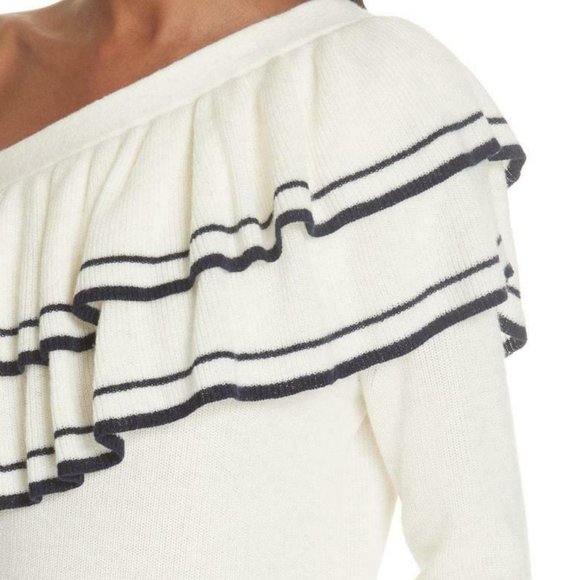 Frame Ruffle One Shoulder Wool Blend Sweater Women - Picture 10 of 10